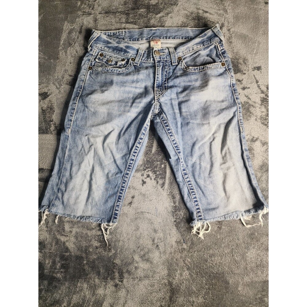 True Religion Shorts VTG Cut Off Denim Men Size 33
